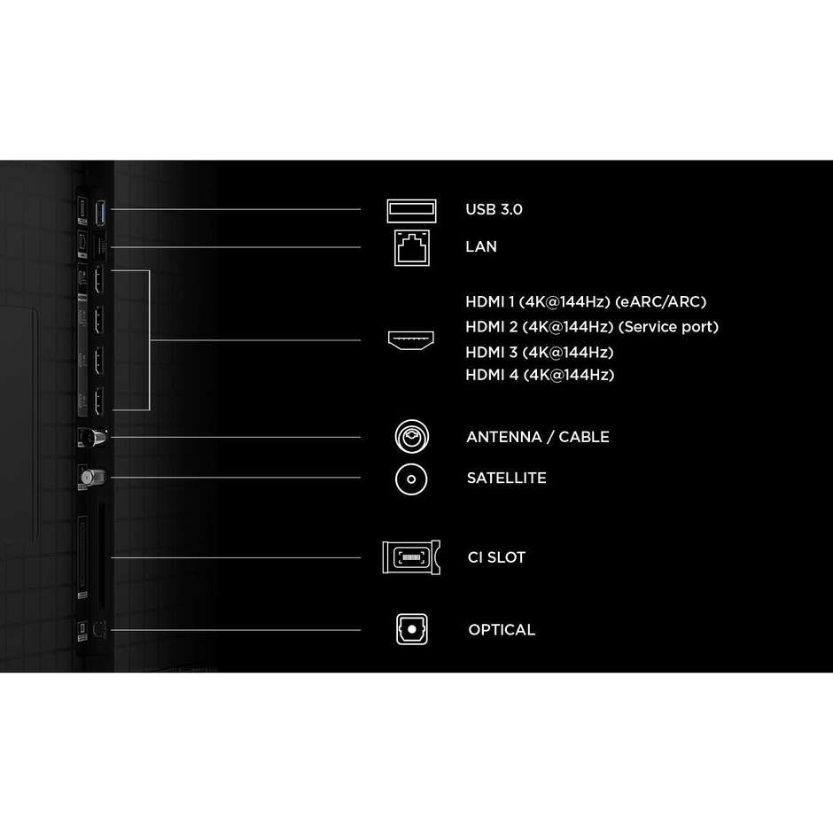 TCL 55C8L Smart TV 55" 4K SQD-Mini LED 144Hz Google TV Nero