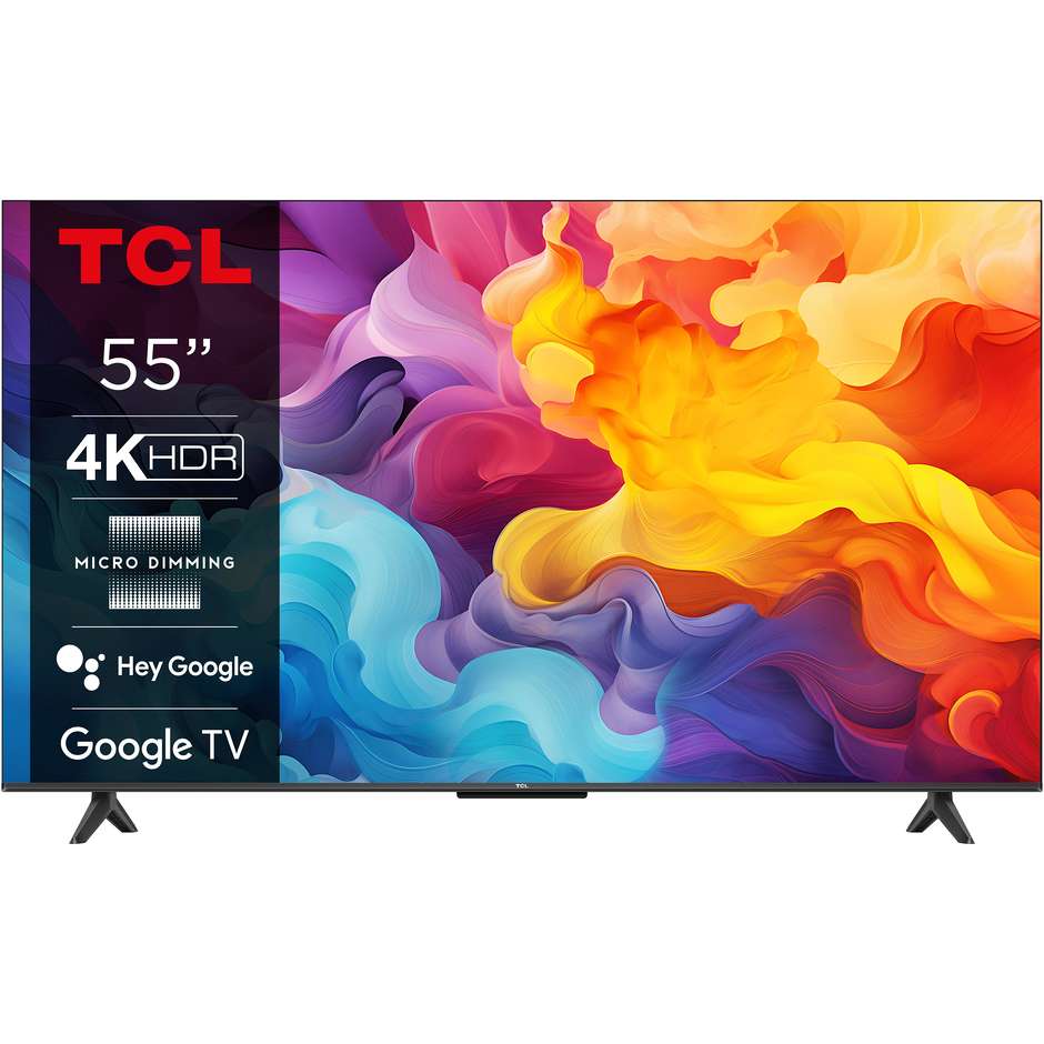 TCL 55P655 Smart TV 55" LED 4K Ultra HD Google TV Colore Black