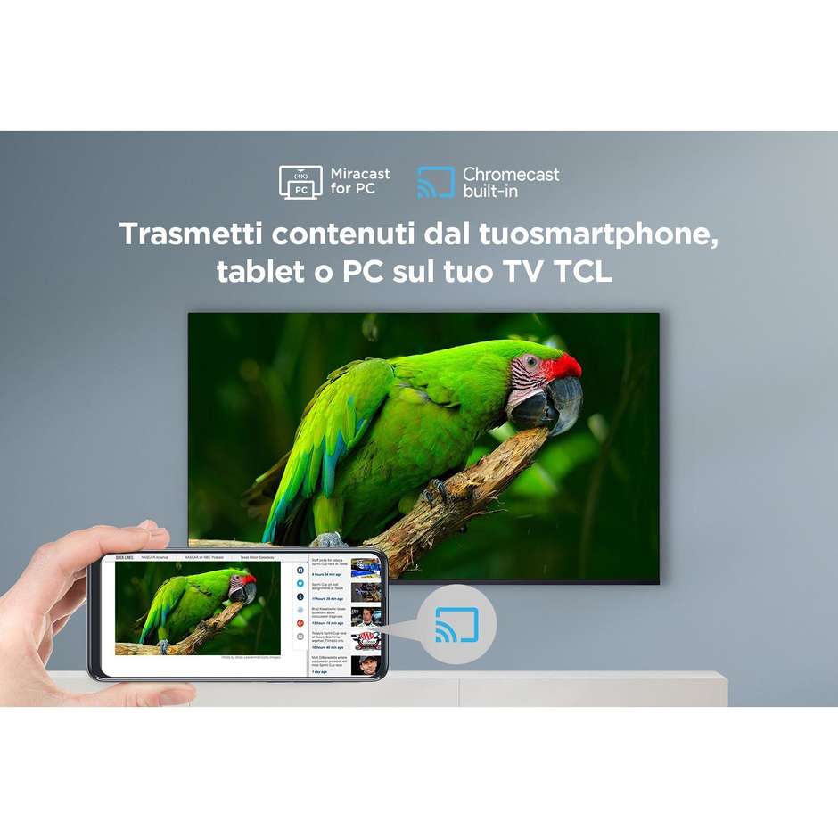 TCL 55P655 Smart TV 55" LED 4K Ultra HD Google TV Colore Black