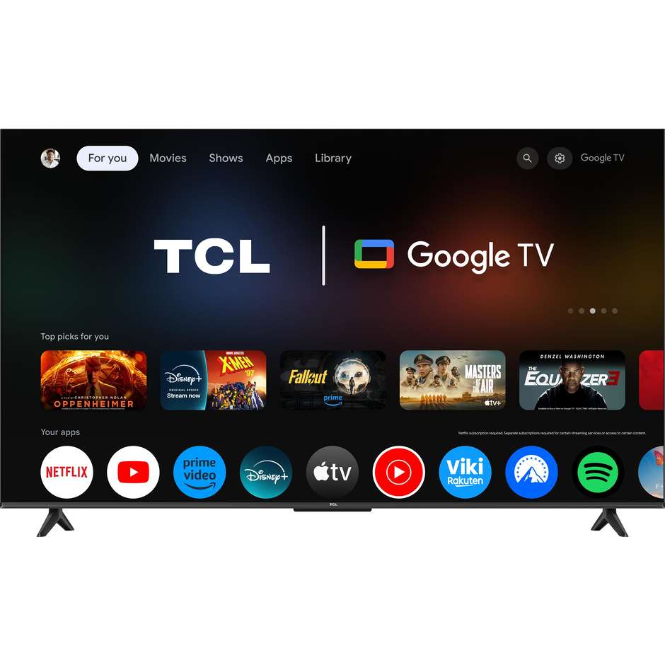TCL 55P6L TV Smart 55" 4K Ultra HD Direct LED Google TV Nero