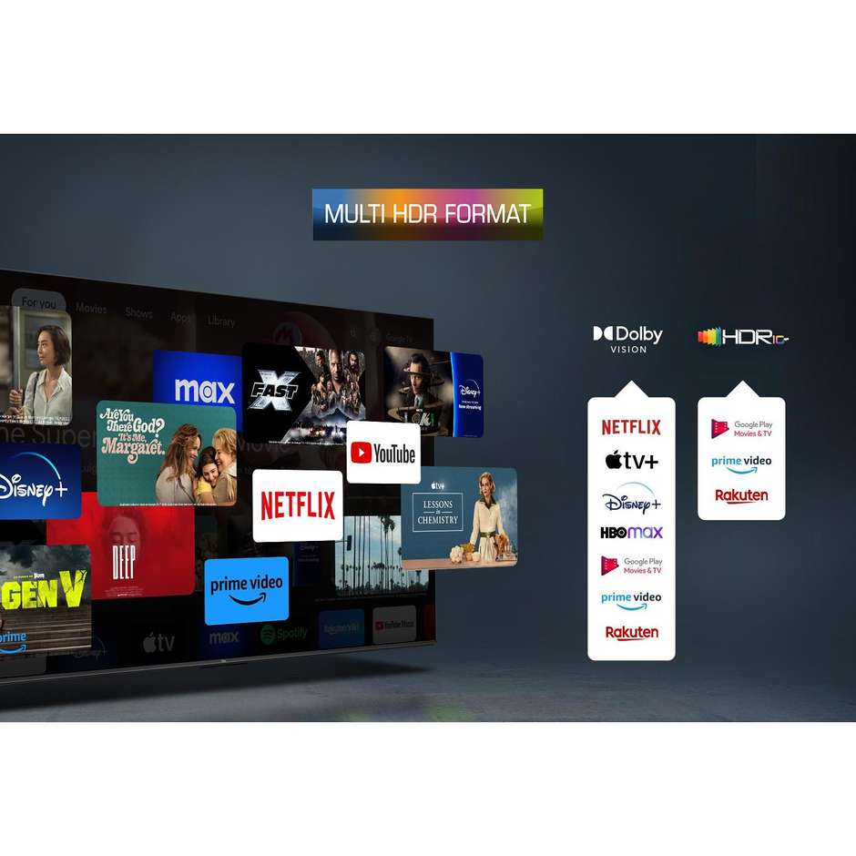 Tcl 55P79B Smart TV LED 55" 4K Ultra HD Wi-Fi DVB-T2 Classe F Nero
