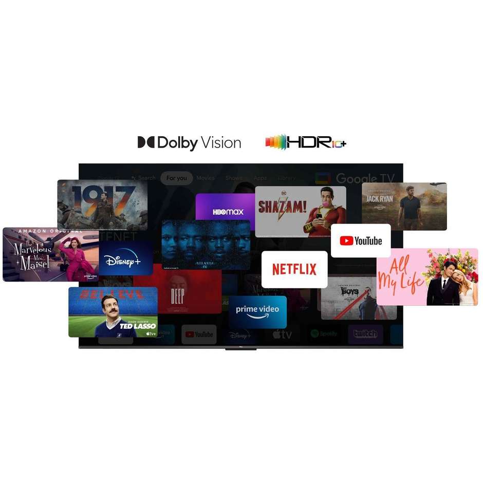 Tcl 55P79B Smart TV LED 55" 4K Ultra HD Wi-Fi DVB-T2 Classe F Nero