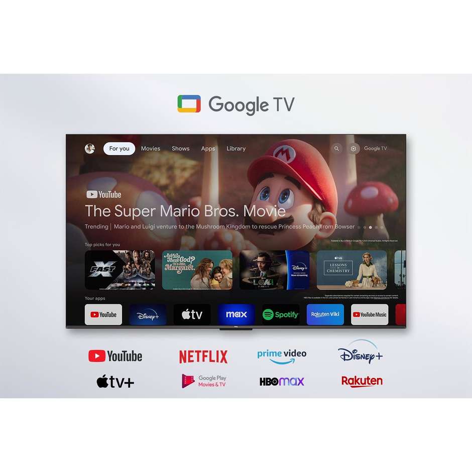 TCL 55P79B TV 55" 4K Ultra HD Smart TV Wi-Fi Classe F Colore Nero