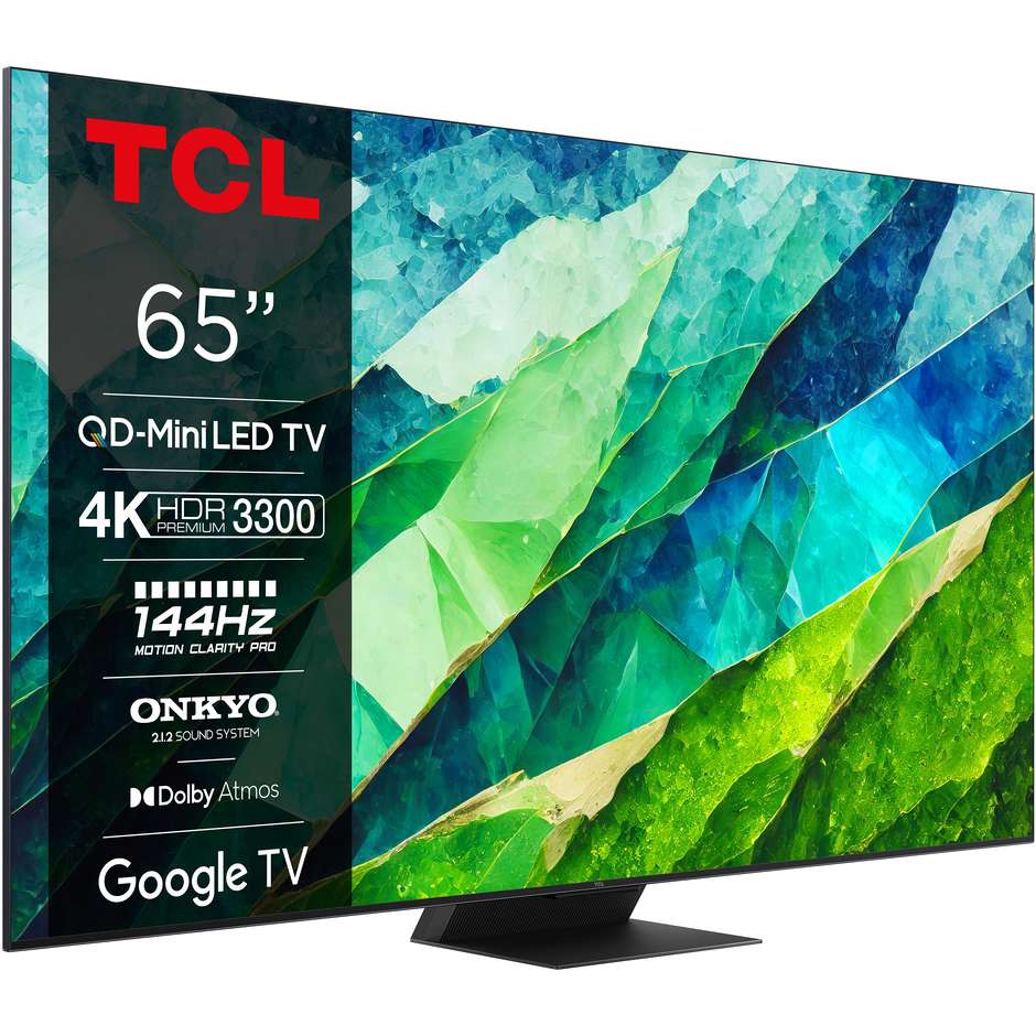 TCL 65C855 TV LED 65" 4K Ultra HD Smart TV Wi-Fi Classe F Colore Nero