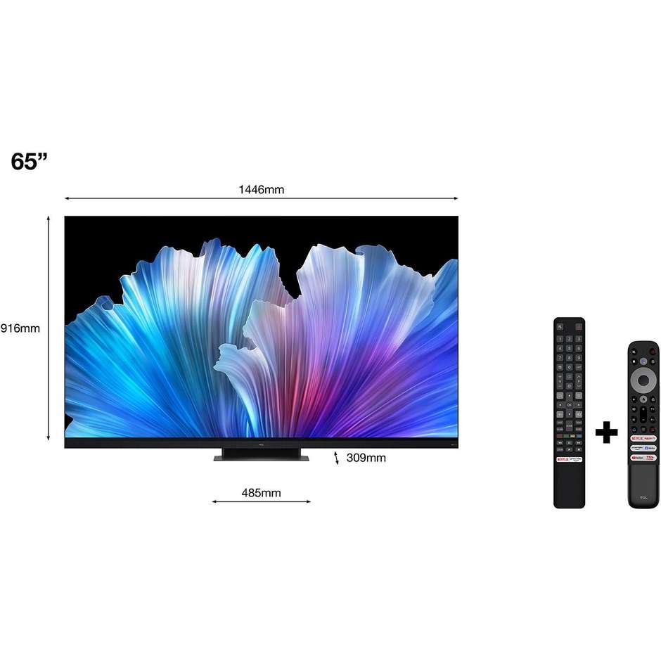 TCL 65C935 TV LED 65" 4K Ultra HD Smart TV Wi-Fi Classe G colore cornice nero