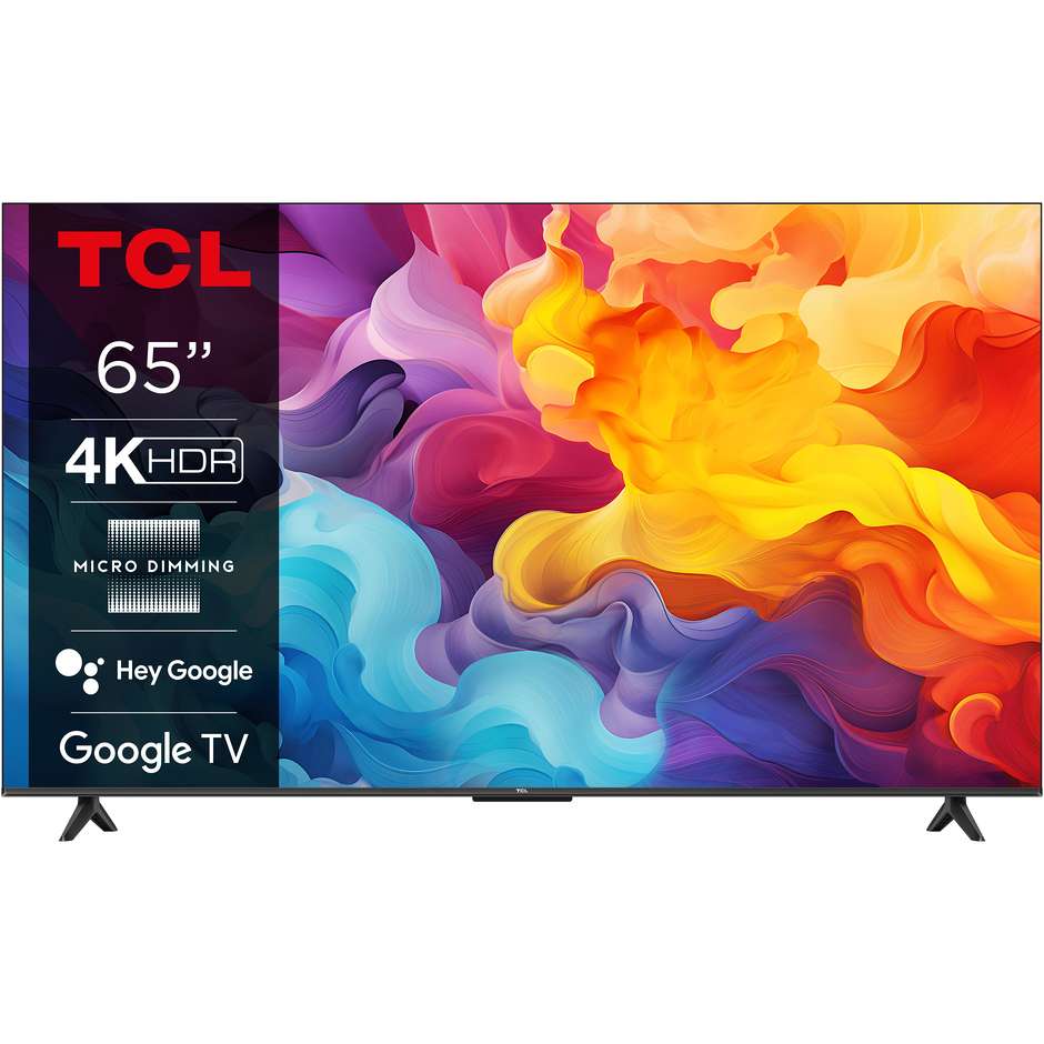 TCL 65P655 TV LED 65" 4K Ultra HD Smart Tv Wi-Fi Classe E Colore Nero