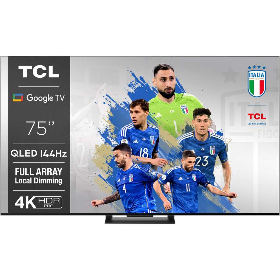 TCL 75C745 Smart TV 75" QLED 4K 144Hz Dolby Vision Google TV Titanio