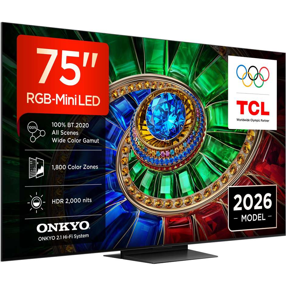 TCL 75RM7L TV 75” 4K HDR RGB-Mini LED 144 Hz Nero
