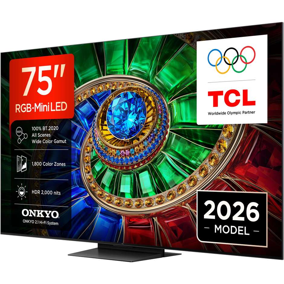 TCL 75RM7L TV 75” 4K HDR RGB-Mini LED 144 Hz Nero