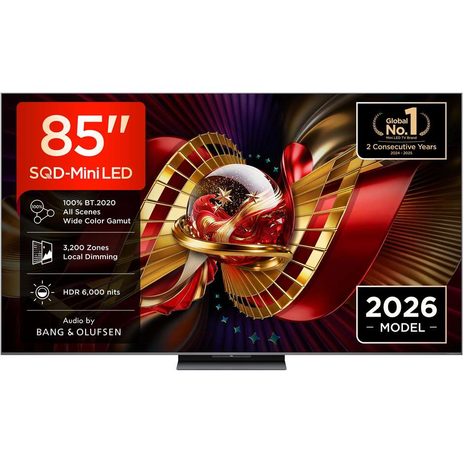 TCL 85C8L Smart TV 85" 4K SQD-Mini LED 144Hz Google TV Nero