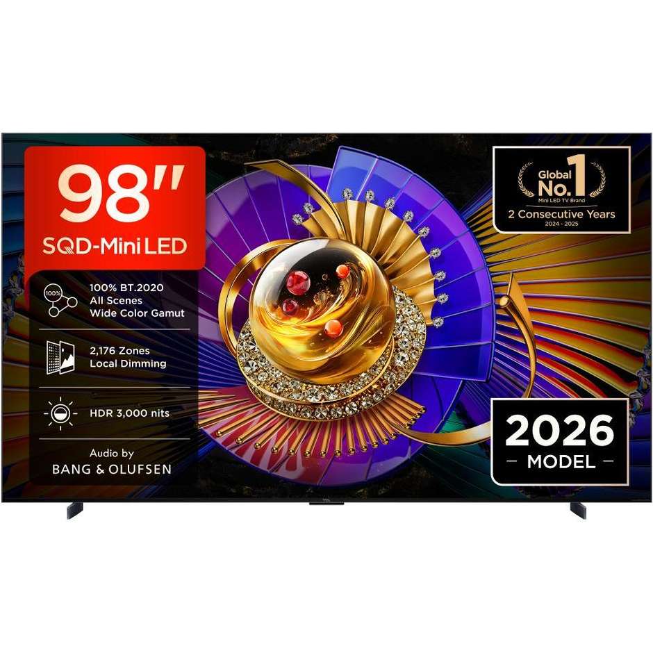 TCL 98C7L Smart TV 98" 4K SQD-Mini LED 144Hz Google TV Nero