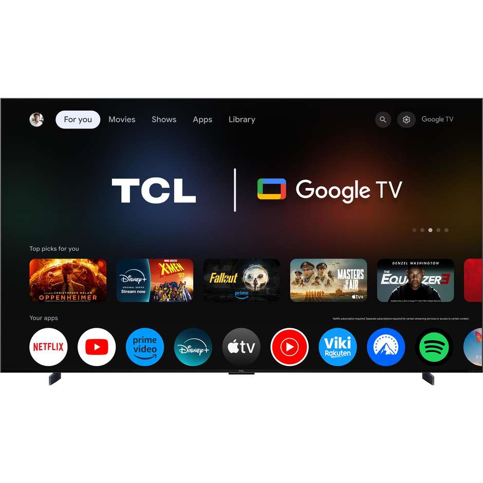 TCL 98C7L Smart TV 98" 4K SQD-Mini LED 144Hz Google TV Nero