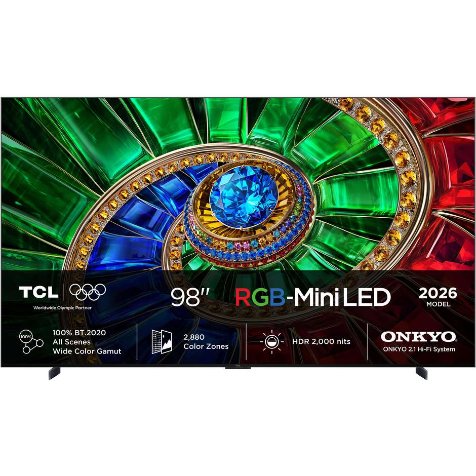 TCL 98RM7L TV 98" 4K Ultra HD RGB-Mini LED 144 Hz Nero