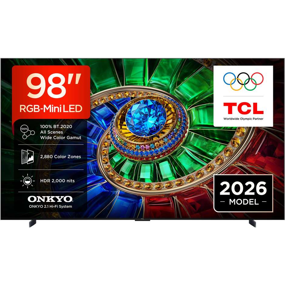 TCL 98RM7L TV 98" 4K Ultra HD RGB-Mini LED 144 Hz Nero