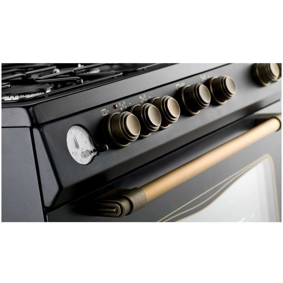 Tecnogas D855GN cucina 80x50 5 fuochi a gas forno a gas con grill elettrico 85 litri classe A colore nero