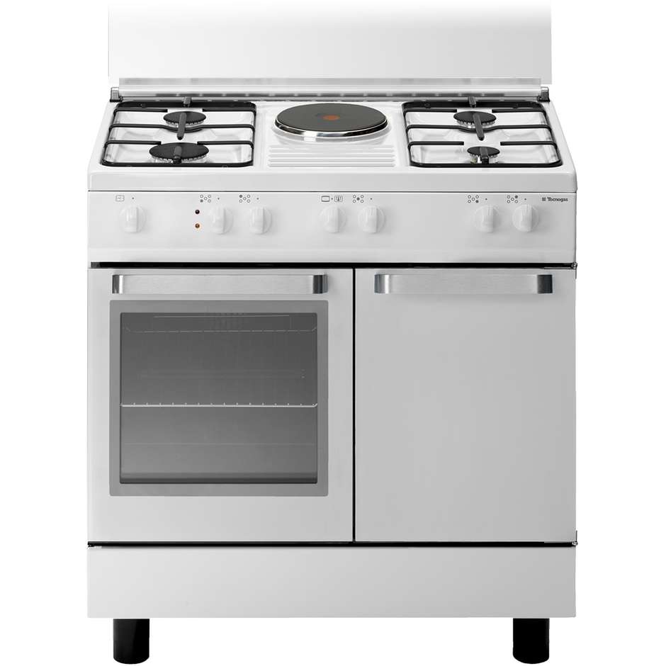 Tecnogas D881WS cucina 80x50 4 fuochi a gas + 1 piastra elettrica forno elettrico 55 litri classe A colore bianco