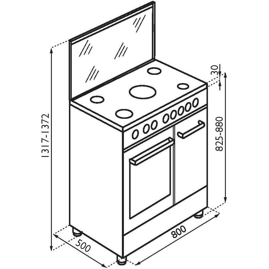 Tecnogas D884XS cucina 80x50 5 fuochi a gas forno a gas con grill elettrico 51 litri classe A colore inox