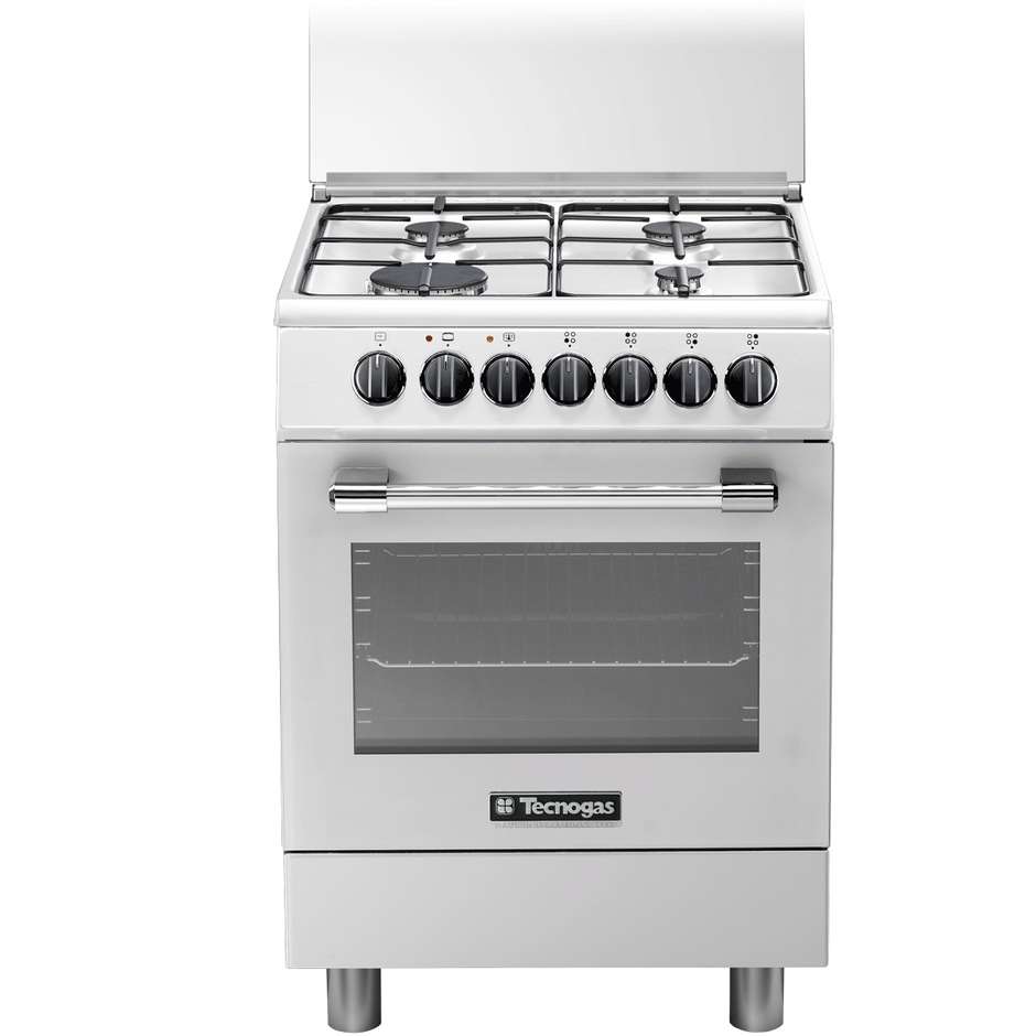Tecnogas P654MW cucina 60x50 4 fuochi a gas forno elettrico multifunzione 55 litri classe A bianco