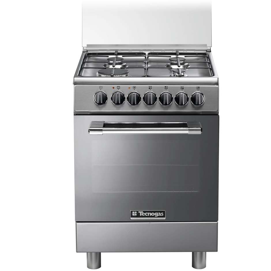 Tecnogas P654MX cucina 60x50 4 fuochi a gas forno elettrico 55 litri classe A colore inox