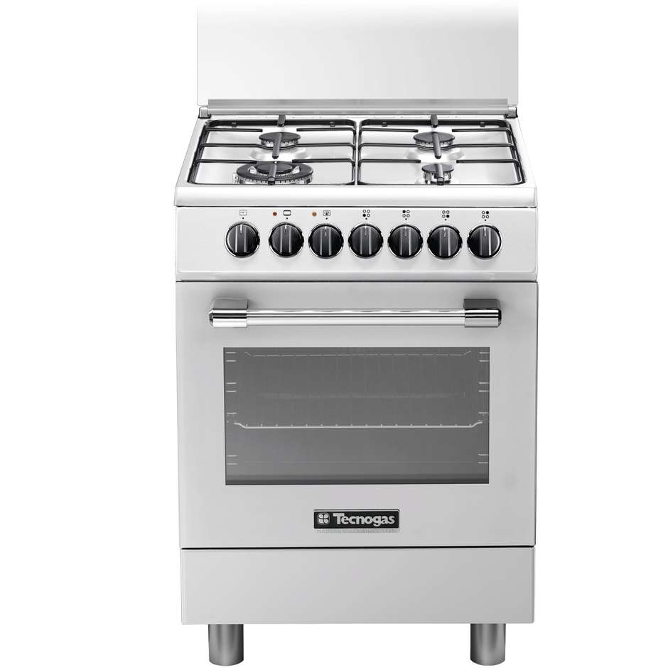 Tecnogas P664GVW cucina 60x60 4 fuochi a gas forno a gas ventilato con grill elettrico 65 litri classe A colore bianco