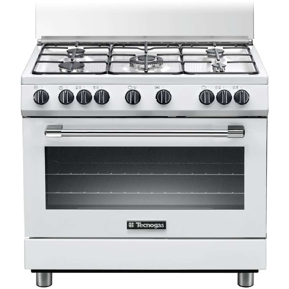 Tecnogas P965GVW cucina 90x60 5 fuochi a gas forno a gas ventilato con grill elettrico 103 litri classe A colore bianco