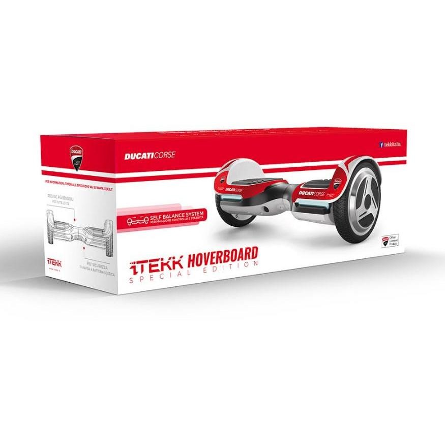 Tekk Ducati Corse 6.5 hoverboard velocità max 12 km/h autonomia 15 km colore bianco e rosso