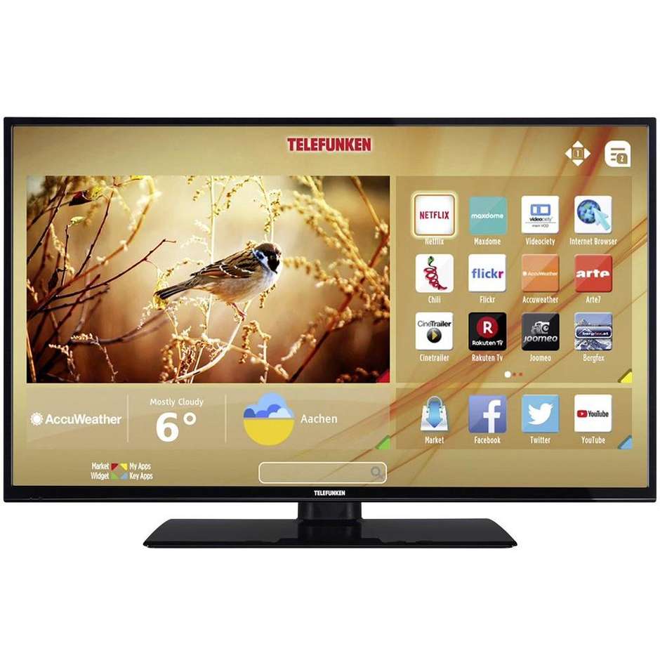 Telefunken TE32269B40Q2D Tv LED 32" HD Ready Smart TV Wi-Fi Hotel Mode colore nero