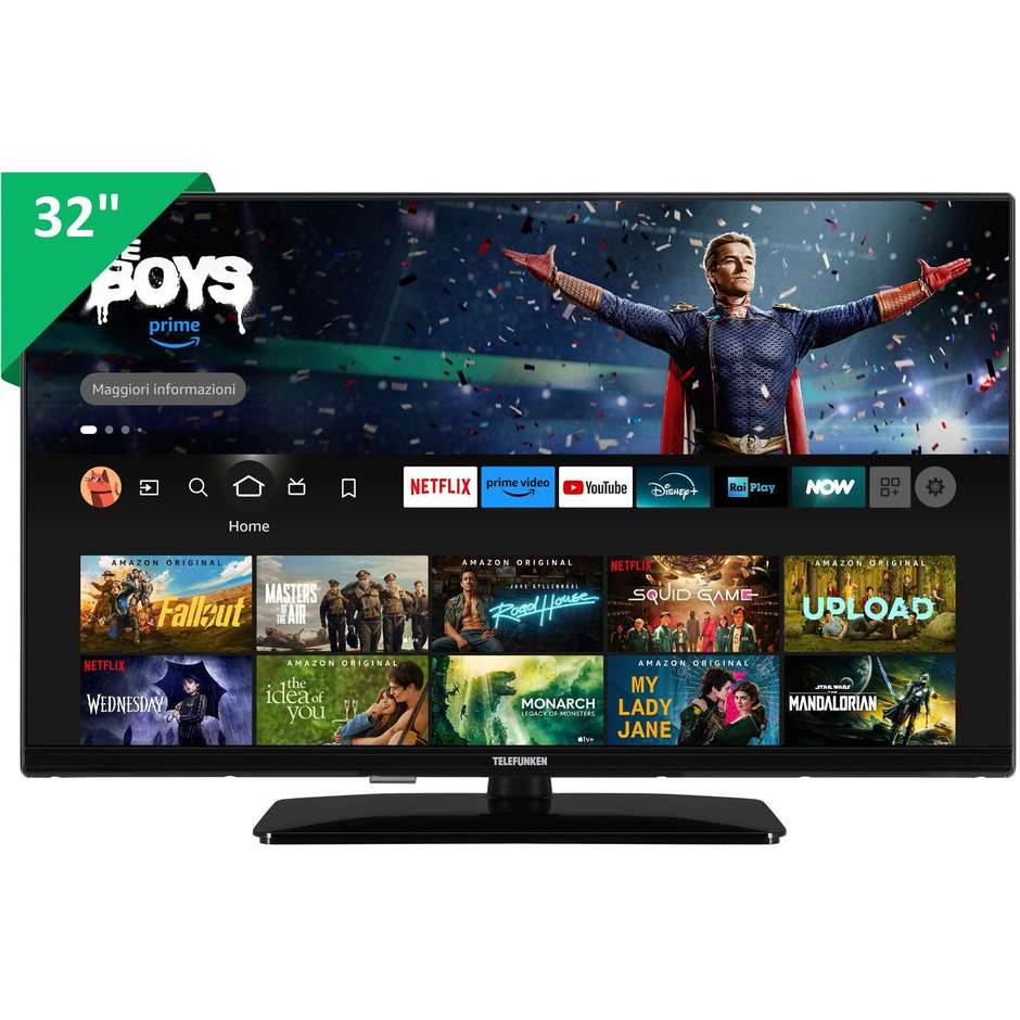 Telefunken TE32759B50V4D TV DLED 32" HD Wi-Fi Classe F Colore Nero