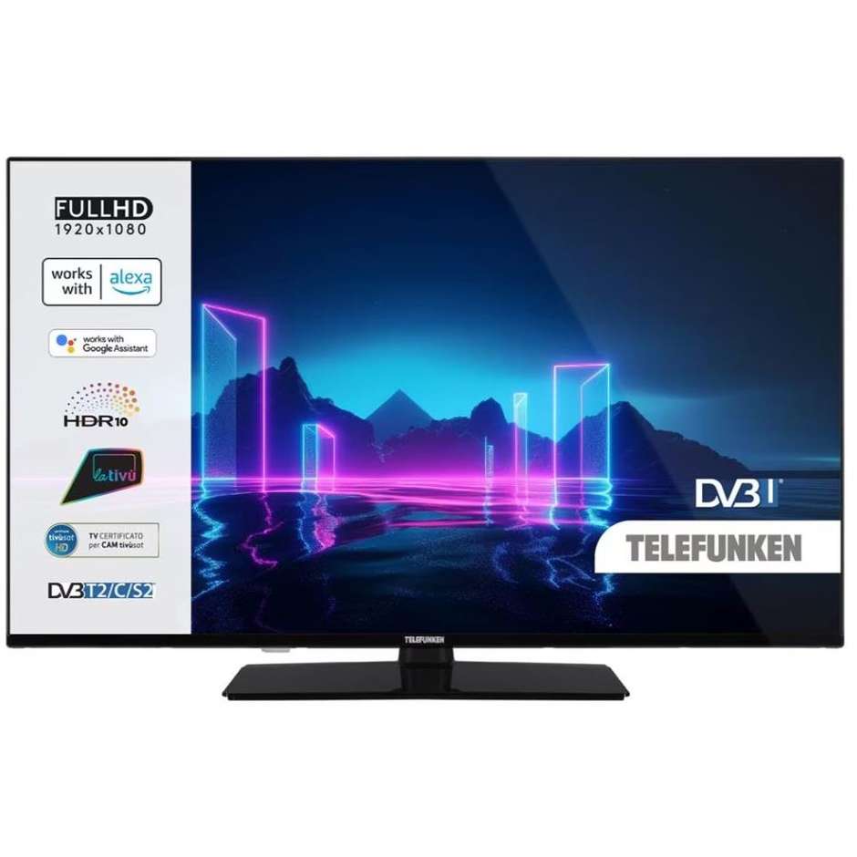 Telefunken TE40750B45I2KT TV LED 40" Full HD Smart TV Wi-Fi Classe E Colore Nero