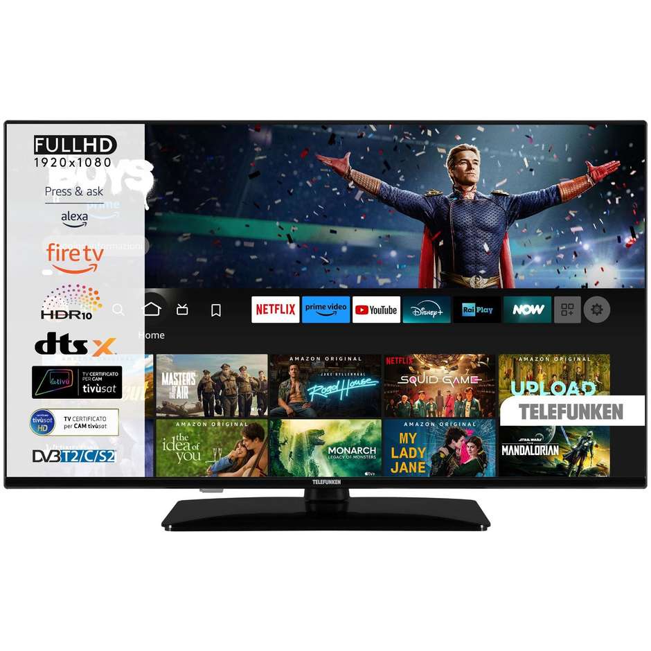 Telefunken TE40759B50V4F Smart TV 40" HD DLED Wi-Fi Bluetooth Classe E Nero