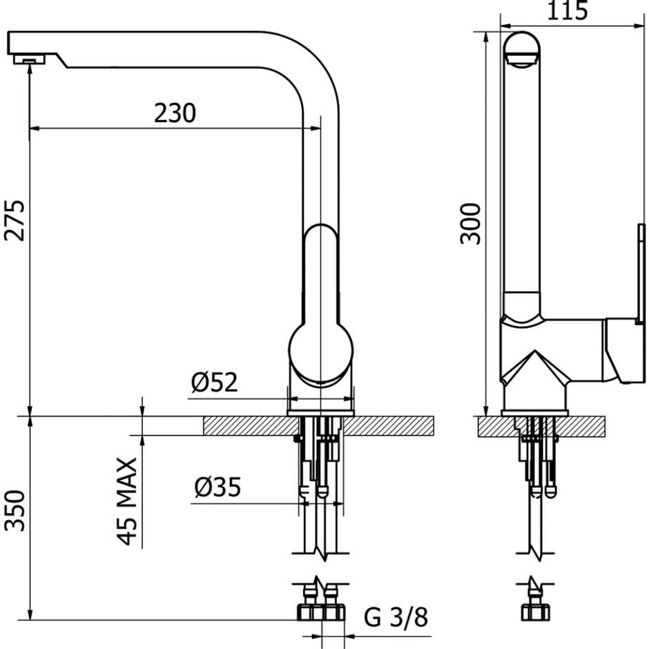 Teorema Easyfix Miscelatore Monocomando per Lavello Cucina Sistema Fissaggio Rapido Cromo