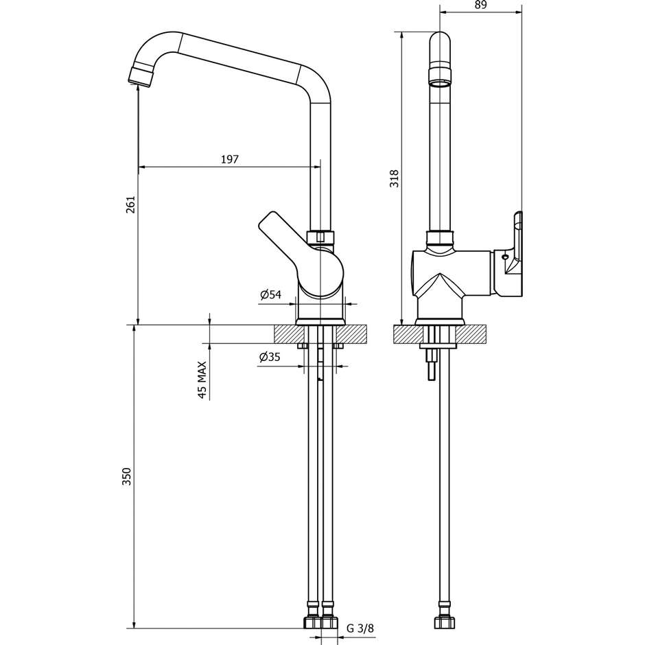 Teorema Goodlife Miscelatore per lavello con canna alta colore cromo