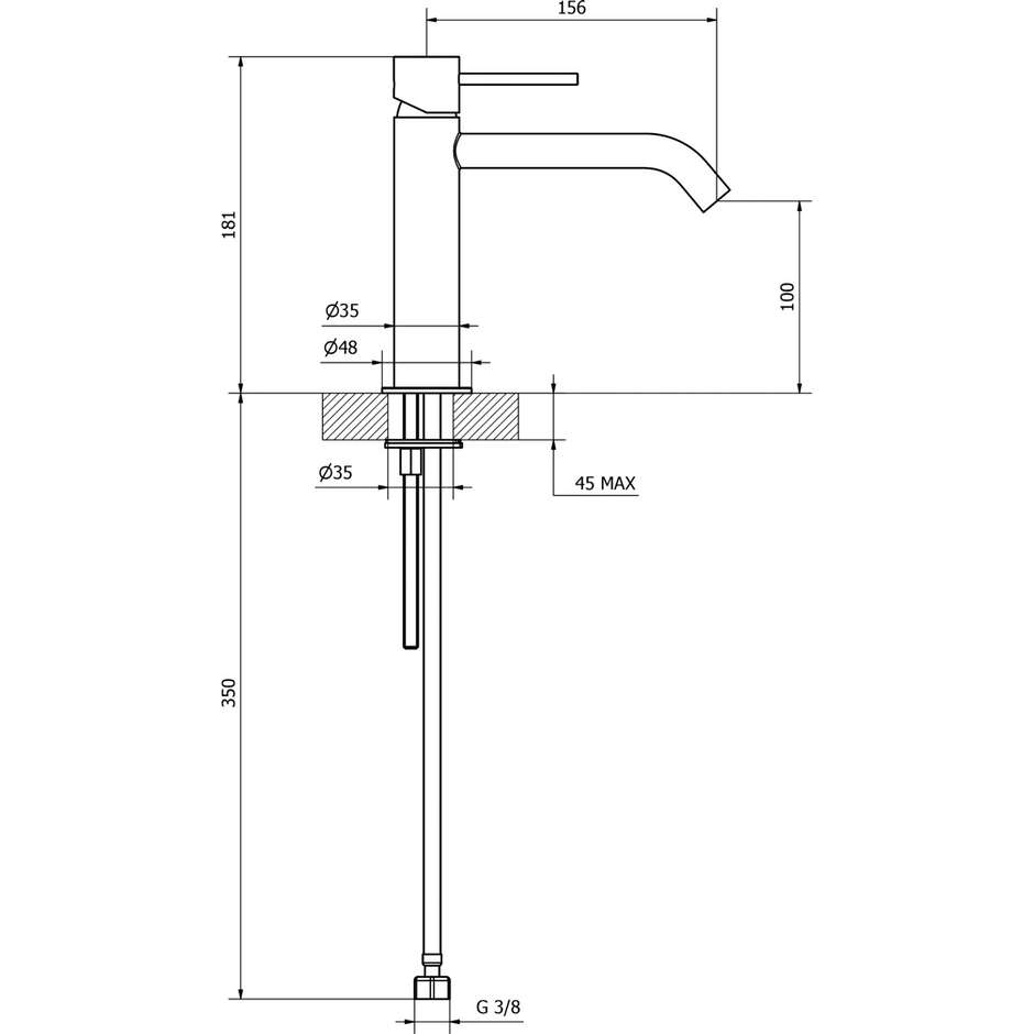 TEOREMA JABIL MEDIO Miscelatore Lavabo Corpo Medio Cromo Lucido