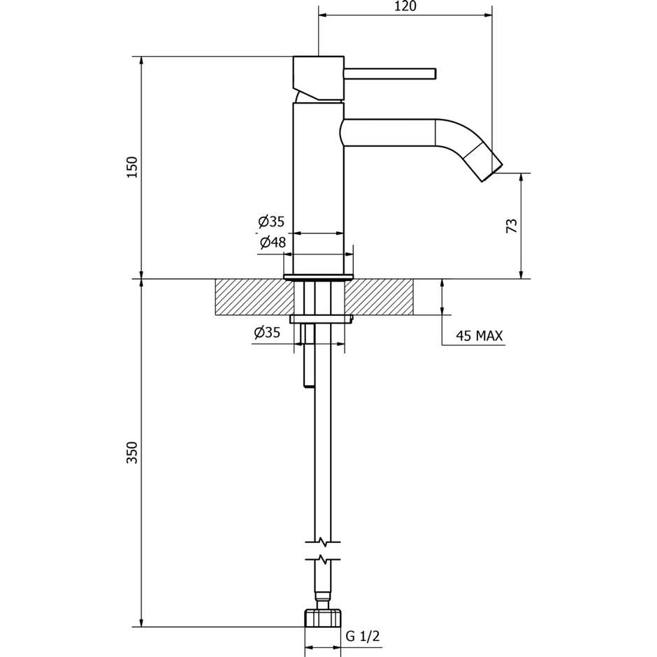 TEOREMA JABIL Miscelatore Monocomando per Lavabo Cromo Lucido