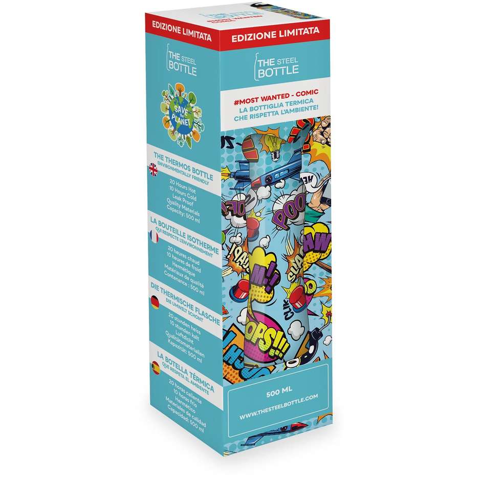 The Steel Bottle TSBMW43COM Bottiglia Termica 500 ml Acciaio Inox Grafica Comics Multicolore