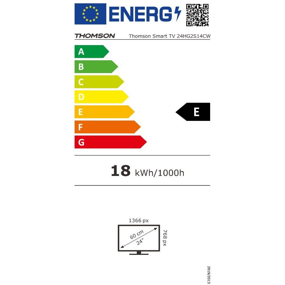 Thomson 24HG2S14CW TV LED 24" HD Smart TV Wi-Fi Classe E Colore Bianco