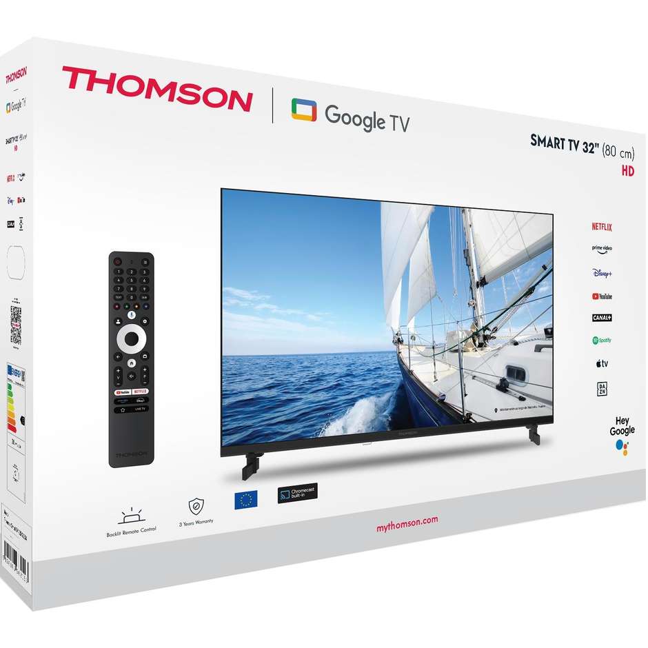 Thomson 32HG2S14 LCD TV 32" HD Smart TV Wi-Fi Classe E Colore Nero