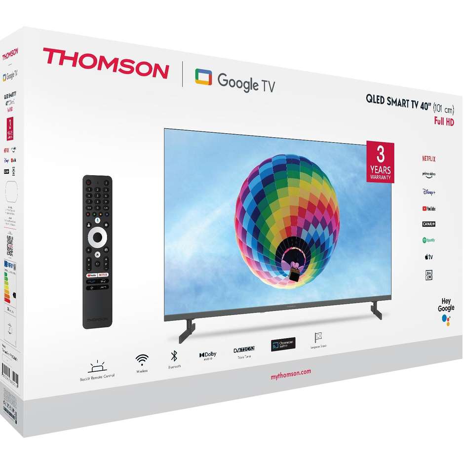 Thomson 40QG4S14 TV Full HD 40" Full HD Smart TV Wi-Fi Classe E Colore Grigio