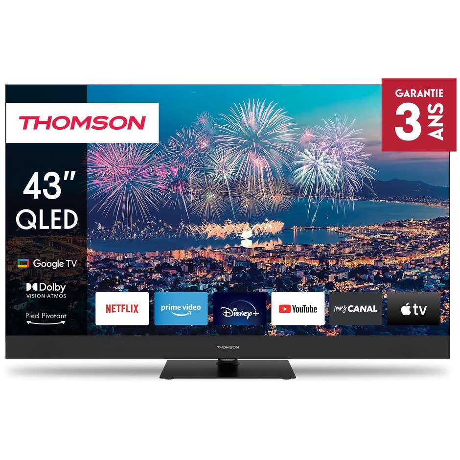 Thomson 43QG6C14 TV Qled 43" 4K Ultra HD Smart TV Wi-Fi Classe F Colore Nero