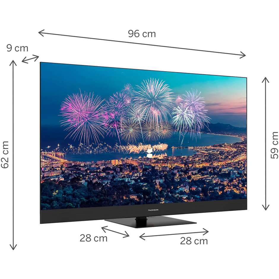 Thomson 43QG6C14 TV Qled 43" 4K Ultra HD Smart TV Wi-Fi Classe F Colore Nero