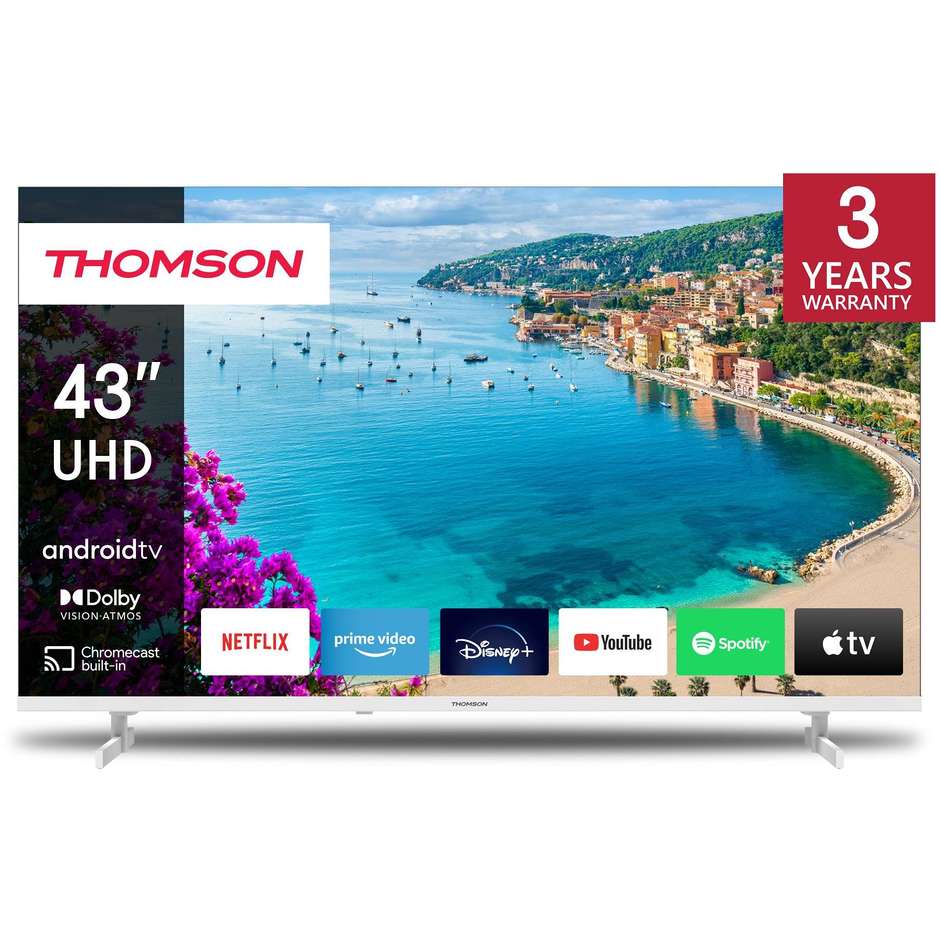 Thomson 43UA5S13W Smart TV 43" 4K UHD LED Android TV Dolby Vision Bianco