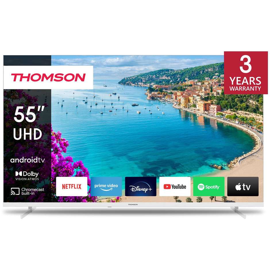 Thomson 55UA5S13W TV LED 55" 4K Ultra HD Smart TV Wi-Fi Classe E Colore Bianco