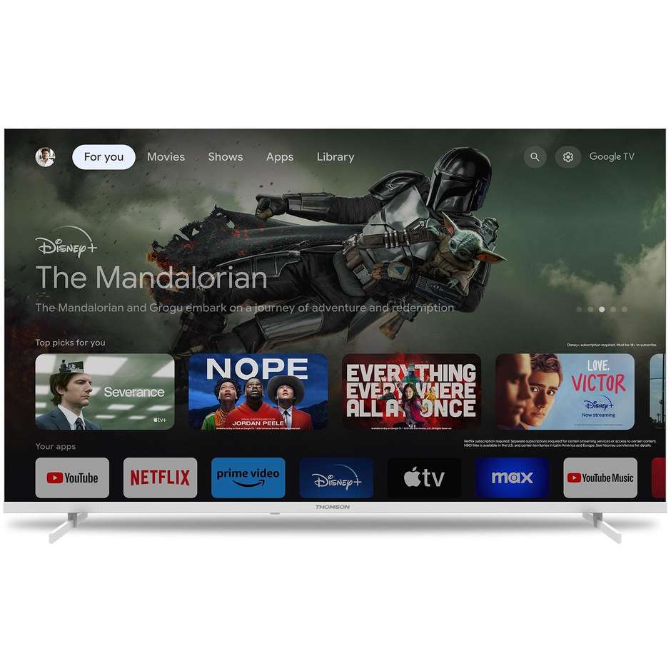 Thomson 55UG4S14W Smart TV 55" LED 4K Ultra HD 60Hz Google TV Bianco
