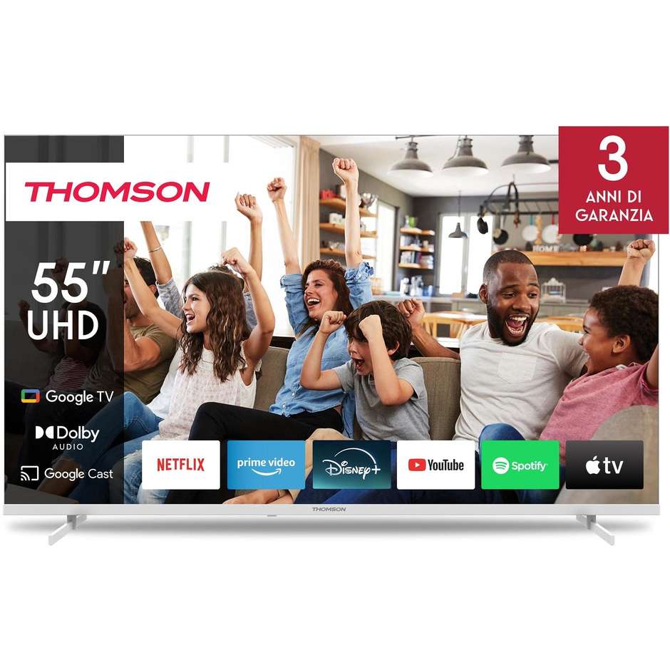 Thomson 55UG4S14W TV 55" 4K Ultra HD Smart TV Wi-Fi Classe E Colore Bianco