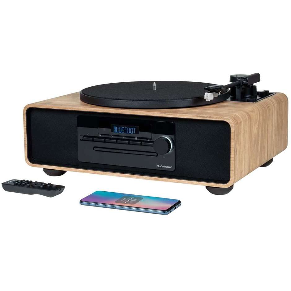 Thomson Micro Canale Stereo Bluetooth Lettore CD Platino integrato Potenza 50 W Colore Legno,Nero