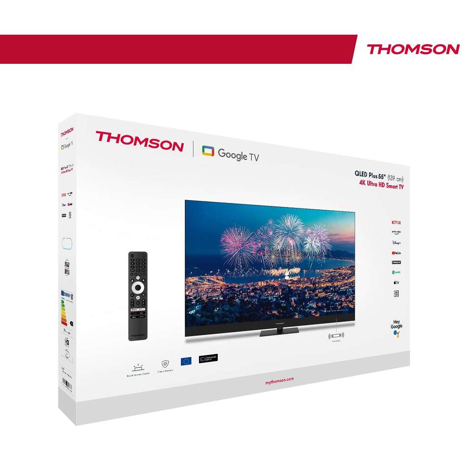 Thomson Q70 55QG6C14 Smart TV 55" QLED 4K Google TV DVB-T2/S2 Nero