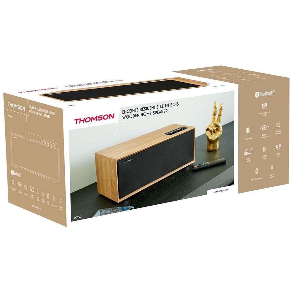 THOMSON WS702 Diffusore Acustico Wireless Hi-Fi da Scaffale Finitura Legno Potenza 150 Colore Blu