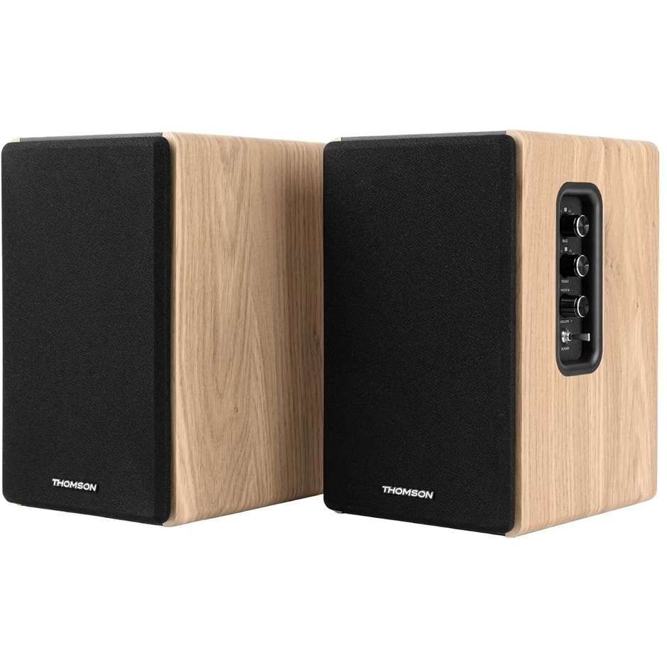 THOMSON WS902DUO Coppia di Diffusori Acustici Stereo Wireless Finitura Legno Cosy Potenza 150 Colore Blu
