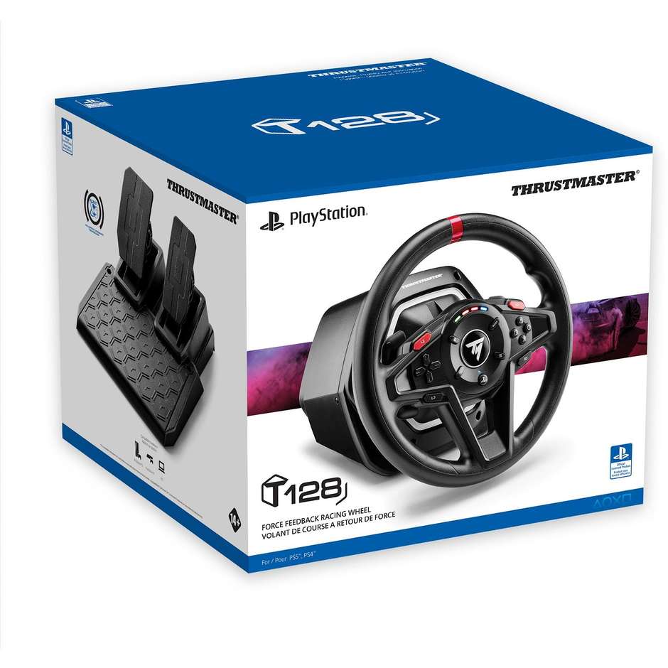 Thrustmaster T128 Volante Force Feedback con Pedali Magnetici PlayStation 5 PlayStation 4 PC Colore Nero