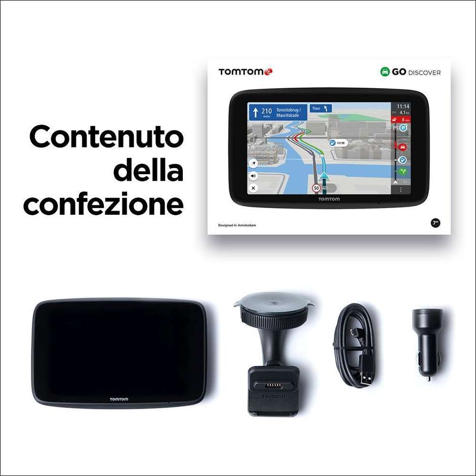 TomTom Go Discover Navigatore GPS 7'' HD Wi-Fi Memoria 32 Gb colore nero
